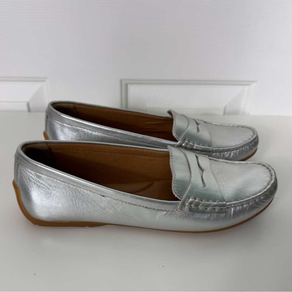 Clarks Silver Loafers